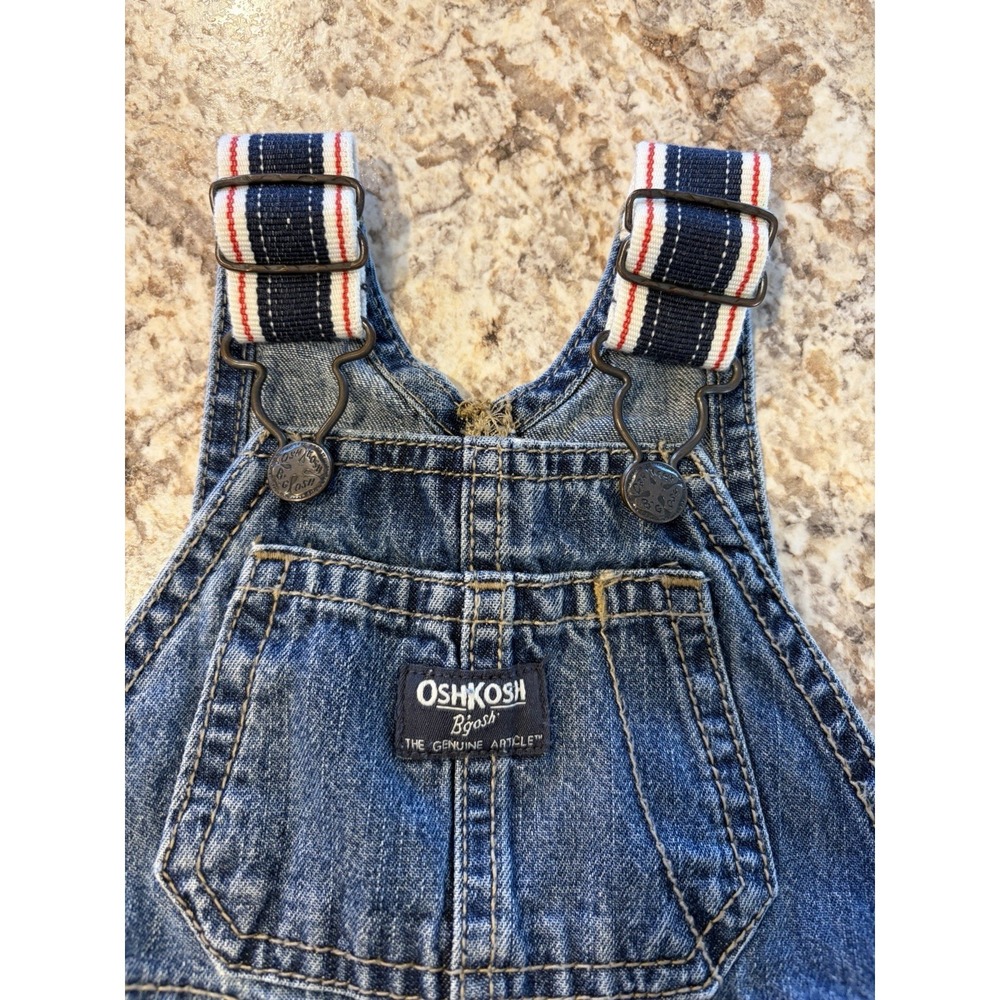 OshKosh B'gosh Vintage Blue Denim 100% Cotton Sleeveless Overall One-Piece 6 M - Picture 6 of 8